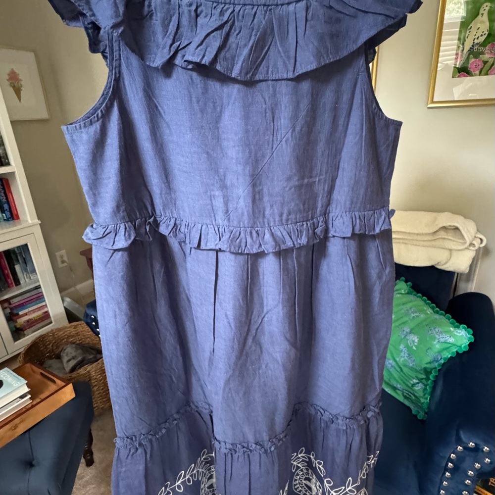 Mud Pie NWT Blue Radford Embroidered Midi Dress-M - Picture 9 of 12